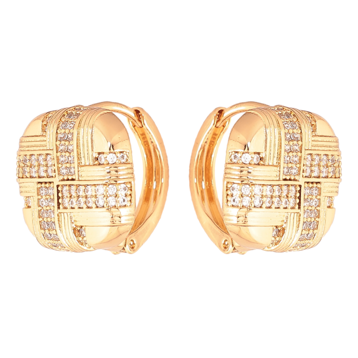 Серьги Xuping цвет Позолота 18К колечки "Узор с кристаллами" фото №13