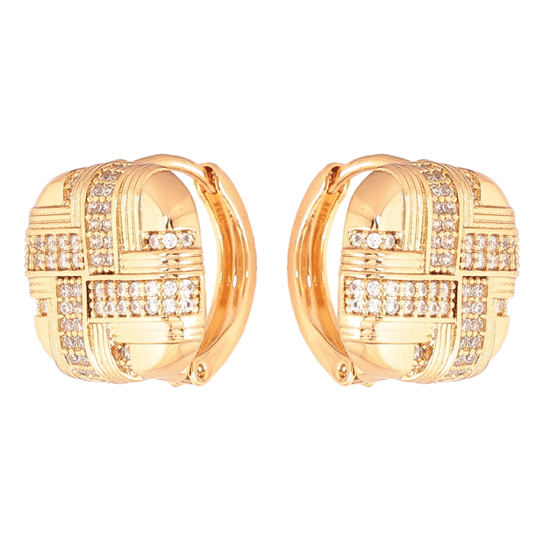 Серьги Xuping цвет Позолота 18К колечки "Узор с кристаллами" фото №1