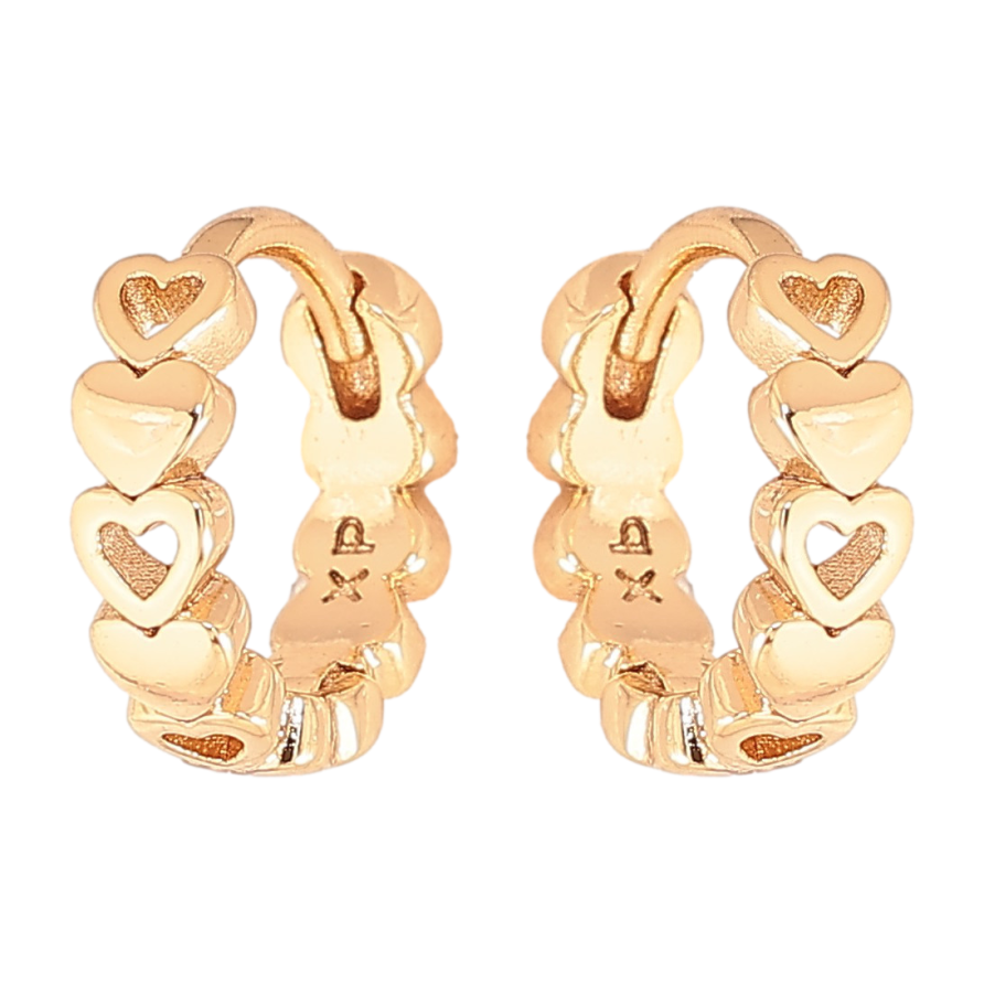 Серьги Xuping цвет Позолота 18К колечки "Узор сердечки" фото №1 Серьги Xuping цвет Позолота 18К колечки "Узор сердечки" фото №1