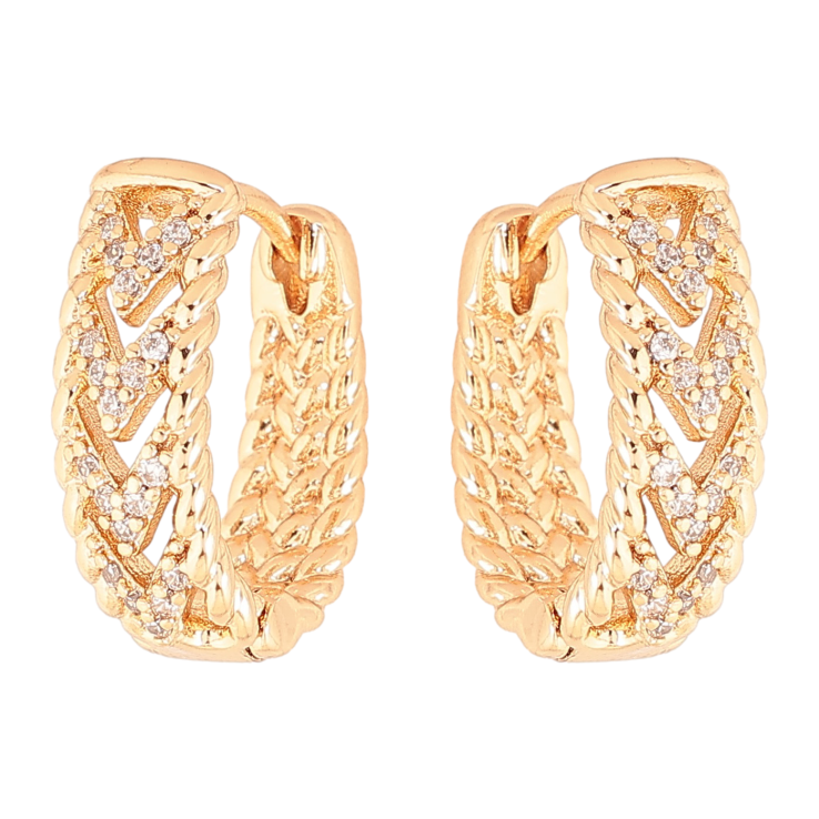 Сережки Xuping колір Позолота 18К колечка "Візерунок з кристалами" фото №16