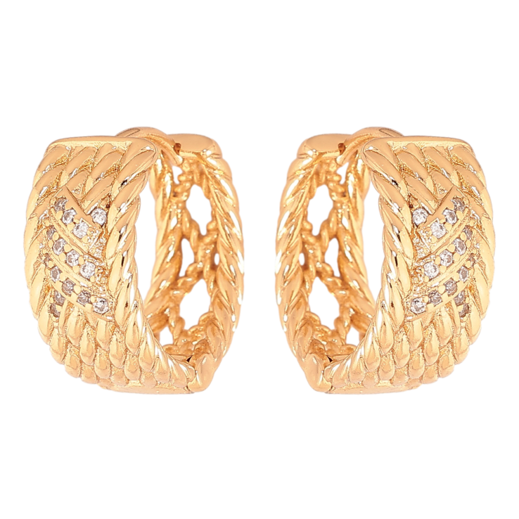 Серьги Xuping цвет Позолота 18К колечки "Узор с кристаллами" фото №9