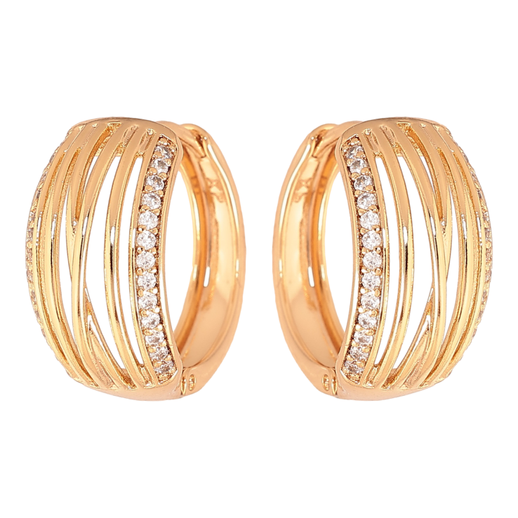 Сережки Xuping колір Позолота 18К колечка "Візерунок з кристалами" фото №24