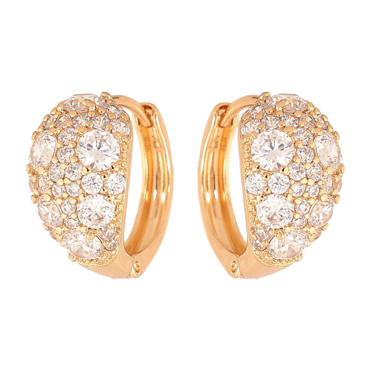 Серьги Xuping цвет Позолота 18К колечки "Инкрустация кристаллами" фото №4