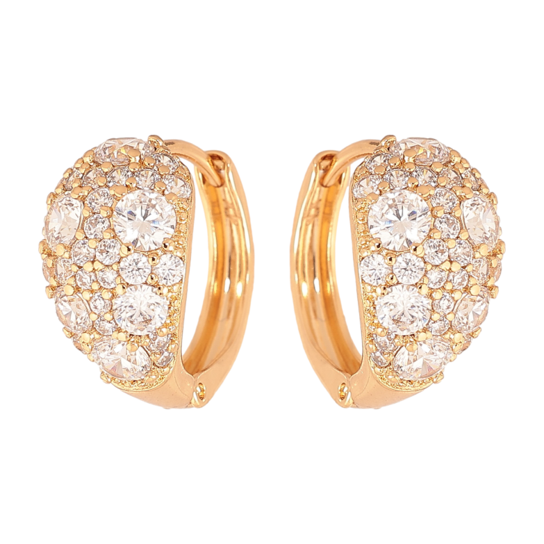 Сережки Xuping колір Позолота 18К колечка "Інкрустація кристалами" фото №1