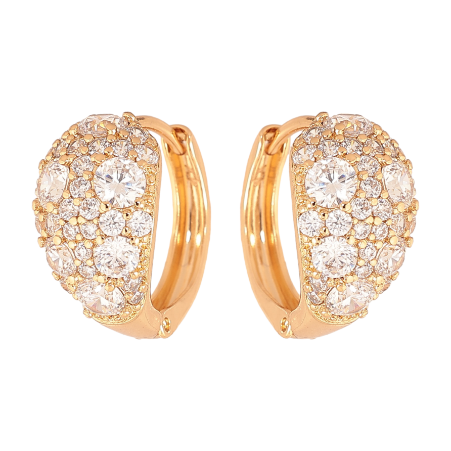 Серьги Xuping цвет Позолота 18К колечки "Инкрустация кристаллами" фото №1