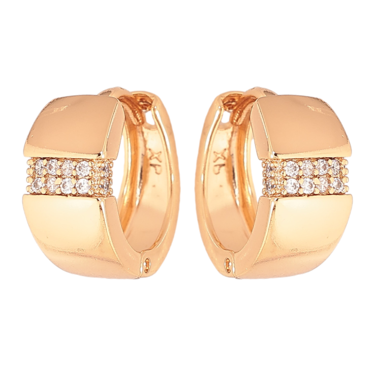 Серьги Xuping цвет Позолота 18К колечки "Узор с кристаллами" фото №25