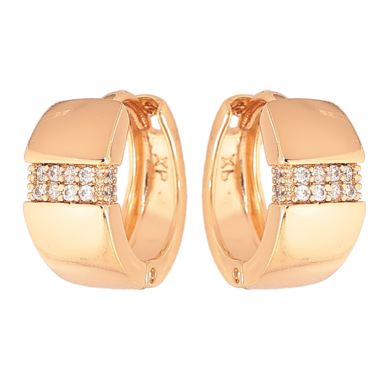 Сережки Xuping колір Позолота 18К колечка "Візерунок з кристалами" фото №1