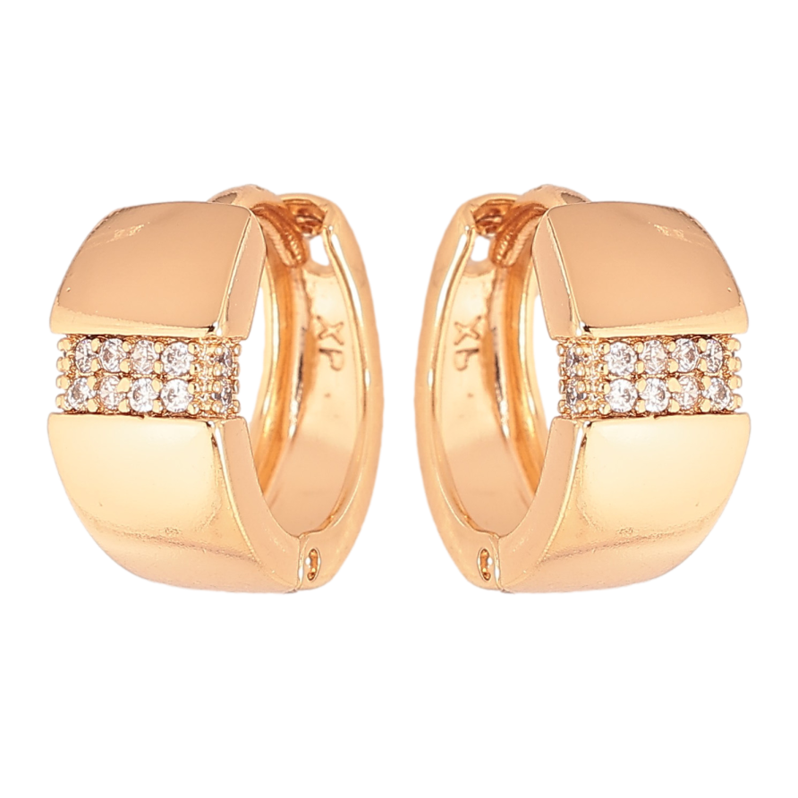 Серьги Xuping цвет Позолота 18К колечки "Узор с кристаллами" фото №1