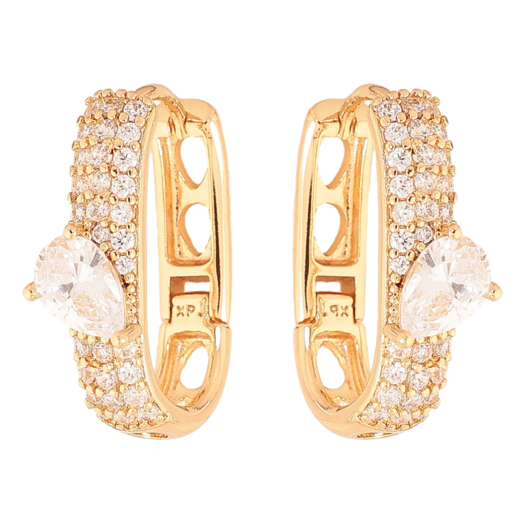 Серьги Xuping цвет Позолота 18К колечки "Узор с инкрустацией кристаллами" фото №24