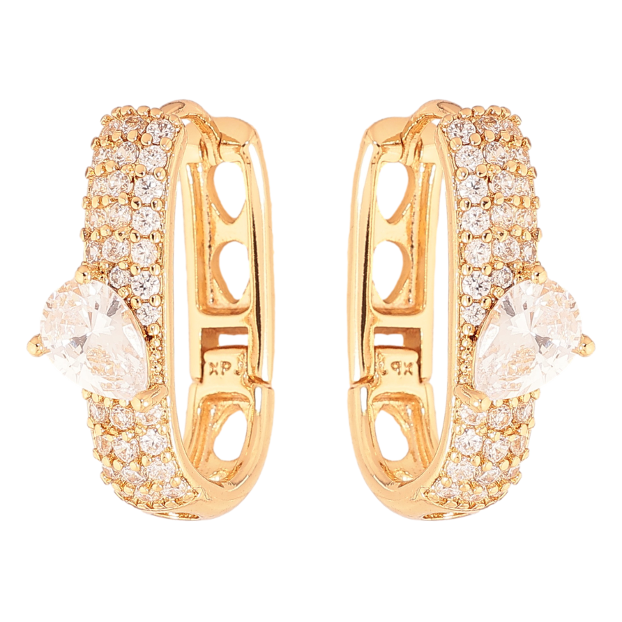 Серьги Xuping цвет Позолота 18К колечки "Узор с инкрустацией кристаллами" фото №1