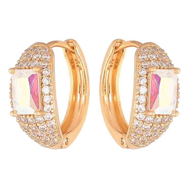 Серьги Xuping цвет Позолота 18К колечки "Инкрустация кристаллами" фото №22