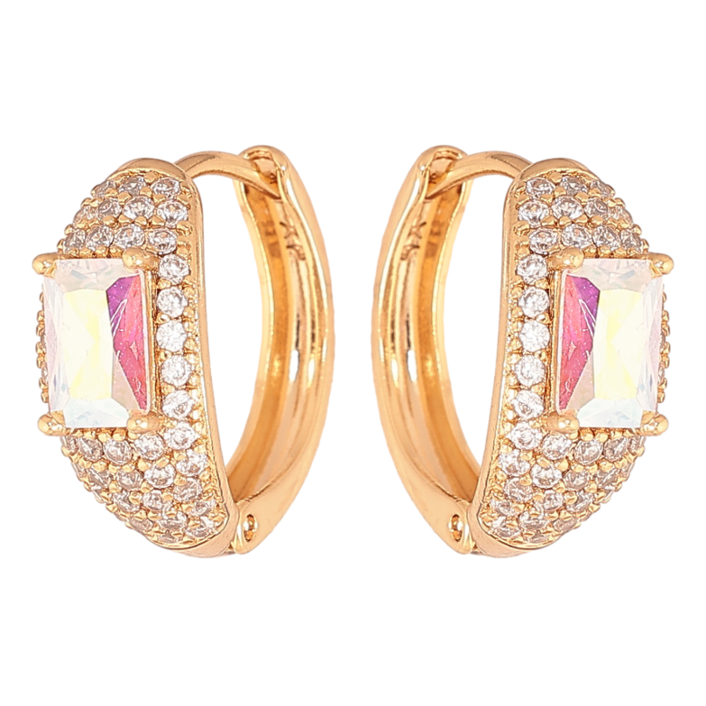 Серьги Xuping цвет Позолота 18К колечки "Инкрустация кристаллами" фото №2