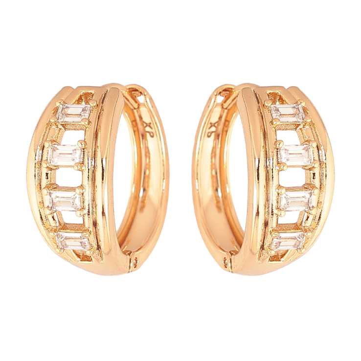 Серьги Xuping цвет Позолота 18К колечки "Узор с кристаллами" фото №20