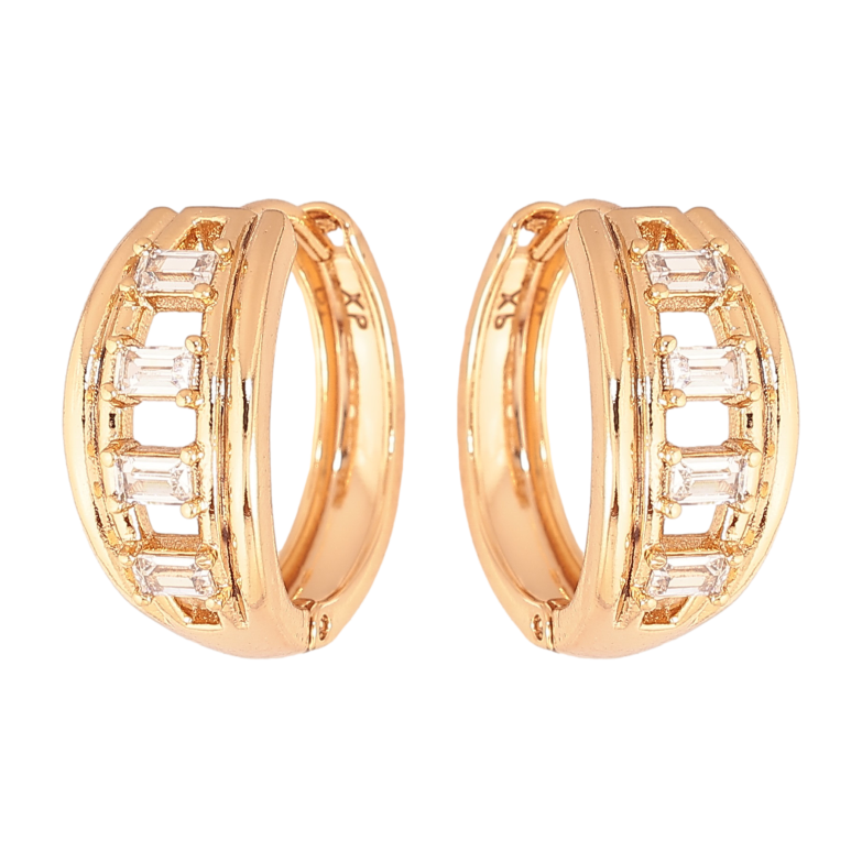 Сережки Xuping колір Позолота 18К колечка "Візерунок з кристалами" фото №5