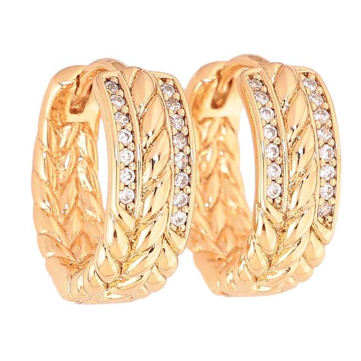 Серьги Xuping цвет Позолота 18К колечки "Узор с кристаллами" фото №19