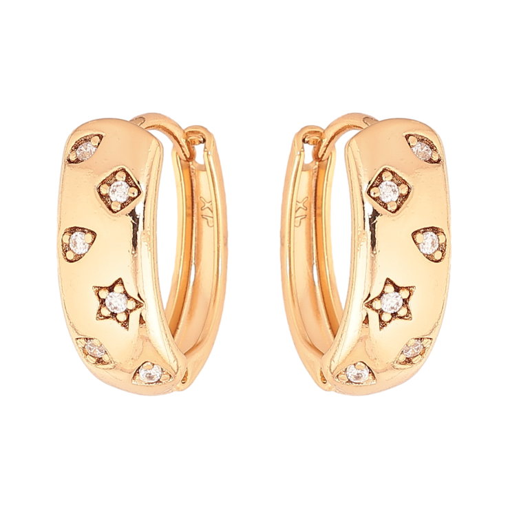 Серьги Xuping цвет Позолота 18К колечки "Узор с кристаллами" фото №18