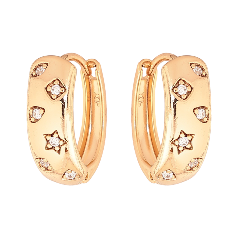 Серьги Xuping цвет Позолота 18К колечки "Узор с кристаллами" фото №4