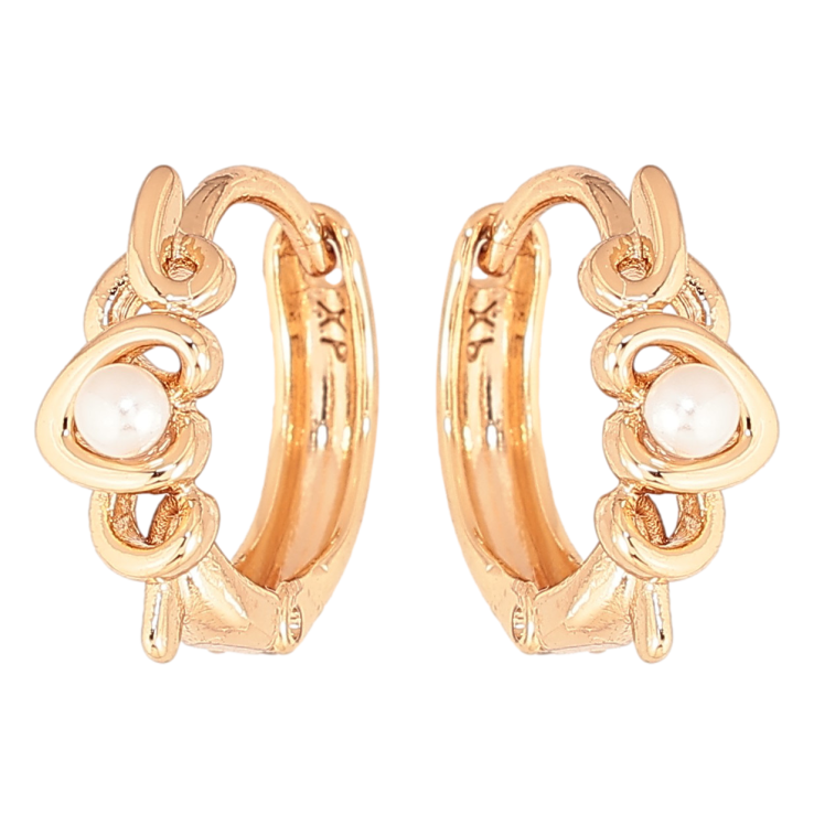 Серьги Xuping цвет Позолота 18К колечки "Узор с жемчужинами" фото №14