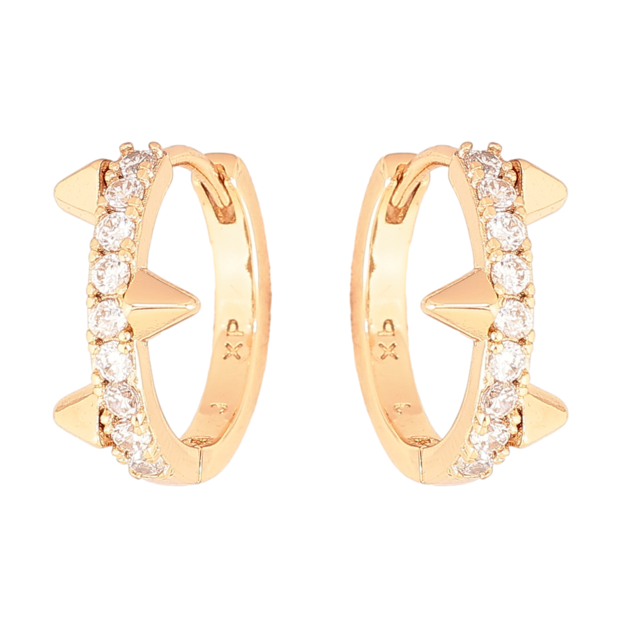 Сережки Xuping колір Позолота 18К колечка "Візерунок з кристалами" фото №1 Сережки Xuping колір Позолота 18К колечка "Візерунок з кристалами" фото №1