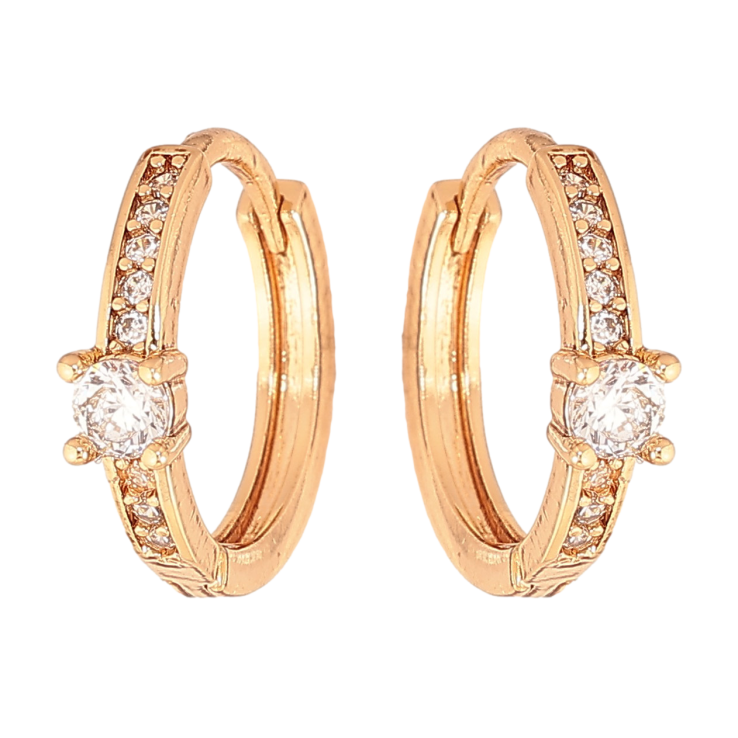 Сережки Xuping колір Позолота 18К колечка "Доріжки кристалів" фото №7