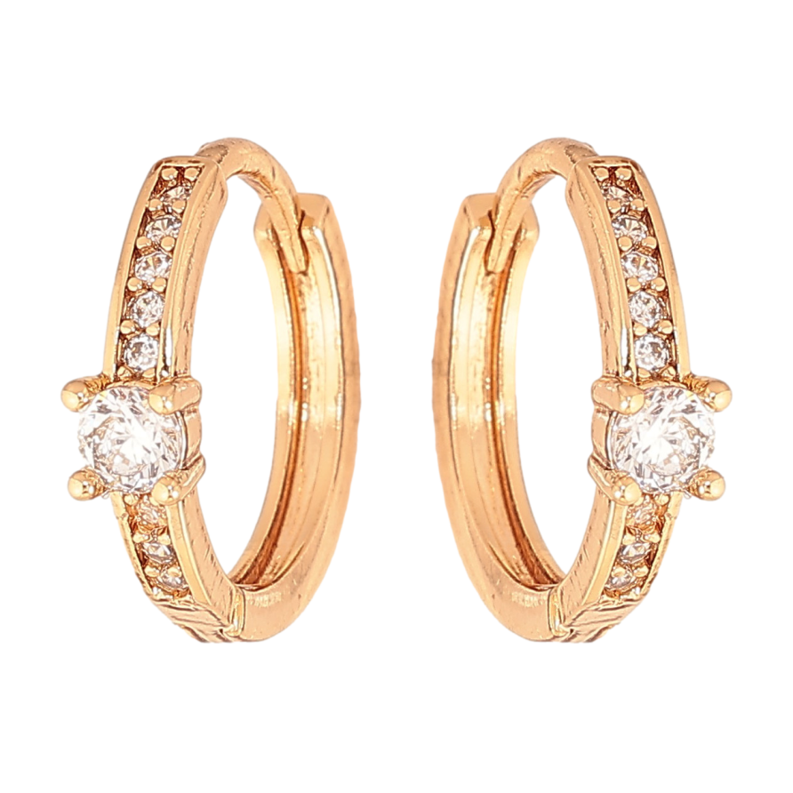 Сережки Xuping колір Позолота 18К колечка "Доріжки кристалів" фото №1