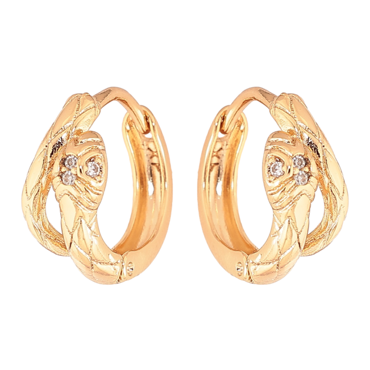 Сережки Xuping колір Позолота 18K колечка "Змії з кристалами" фото №13