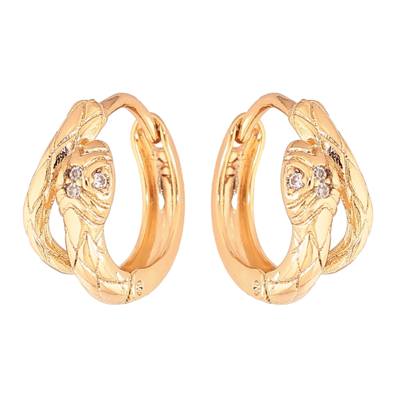 Сережки Xuping колір Позолота 18K колечка "Змії з кристалами" фото №1