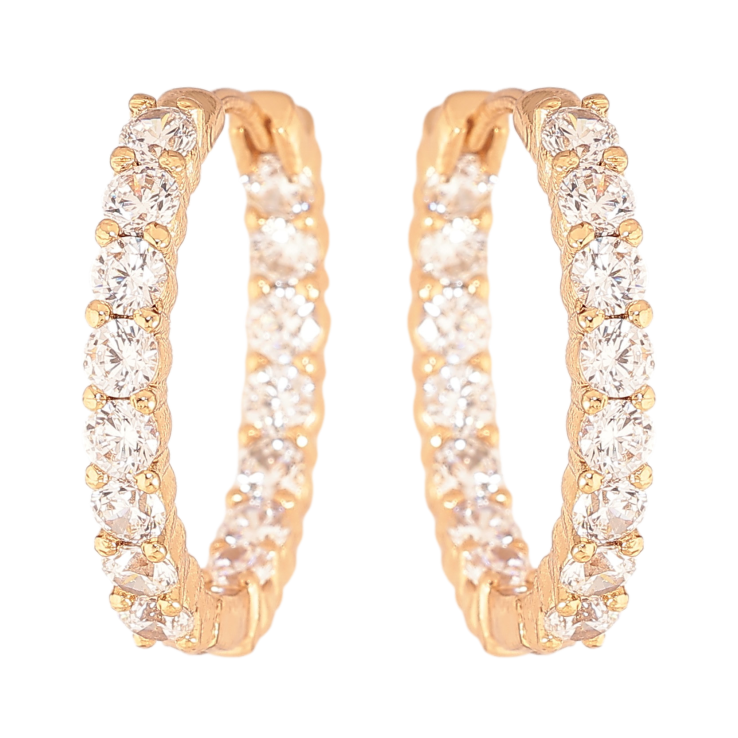 Серьги Xuping цвет Позолота 18K колечки "Узор с кристаллами"  фото №1