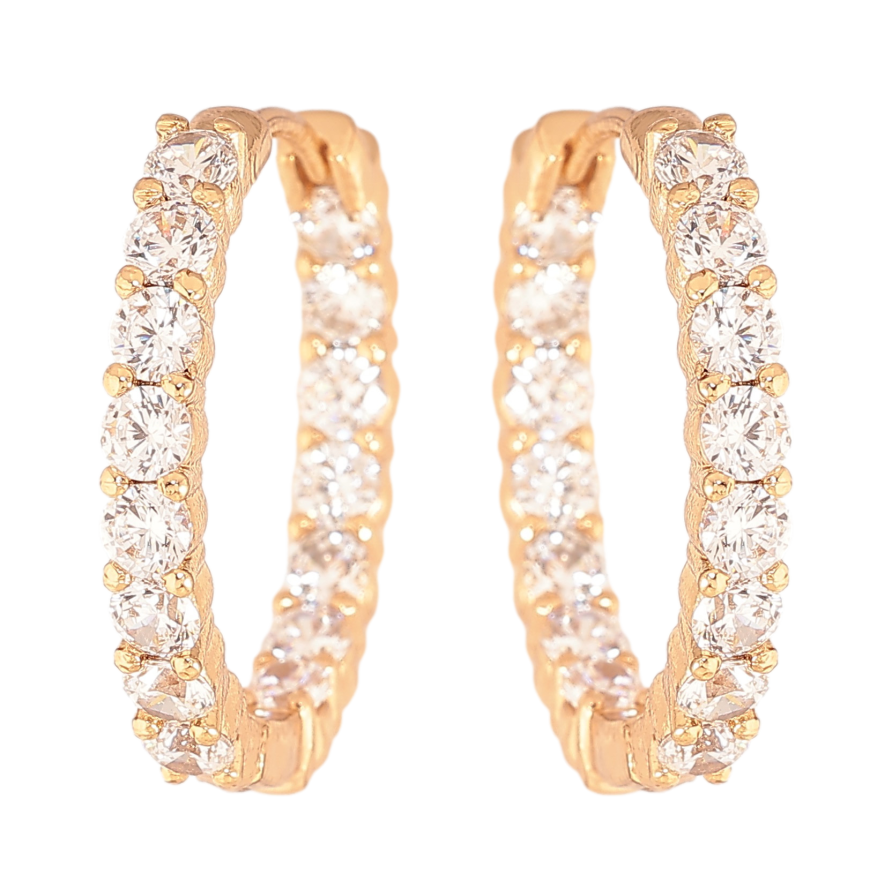 Серьги Xuping цвет Позолота 18K колечки "Узор с кристаллами"  фото №1