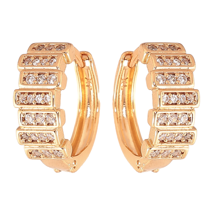 Сережки Xuping колір Позолота 18K колечка "Візерунок з кристалами" фото №3