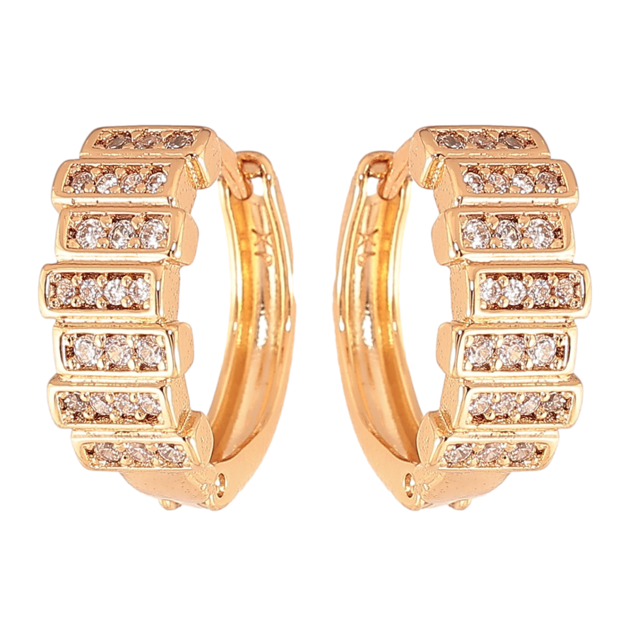 Сережки Xuping колір Позолота 18K колечка "Візерунок з кристалами" фото №1