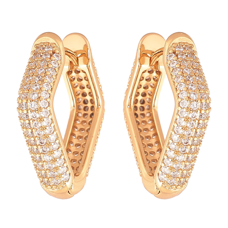 Серьги Xuping цвет Позолота 18K колечки "Инкрустация кристаллами"  фото №2