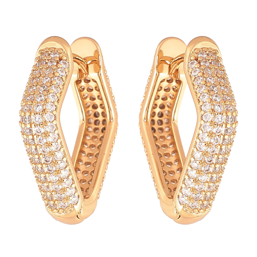 Сережки Xuping колір Позолота 18K колечка "Інкрустація кристалами" фото №1