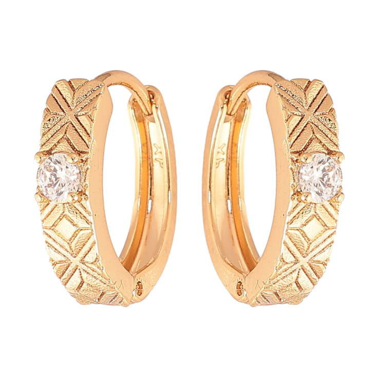 Сережки Xuping колір Позолота 18K колечка "Візерунок з кристалами" фото №9