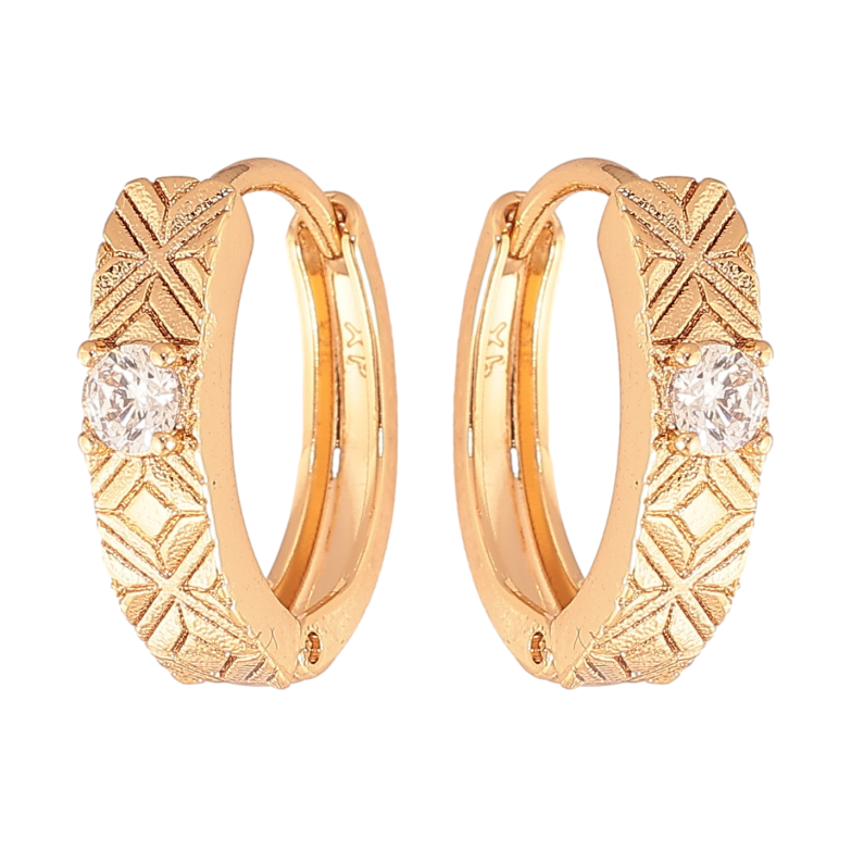 Серьги Xuping цвет Позолота 18K колечки "Узор с кристаллами"  фото №1