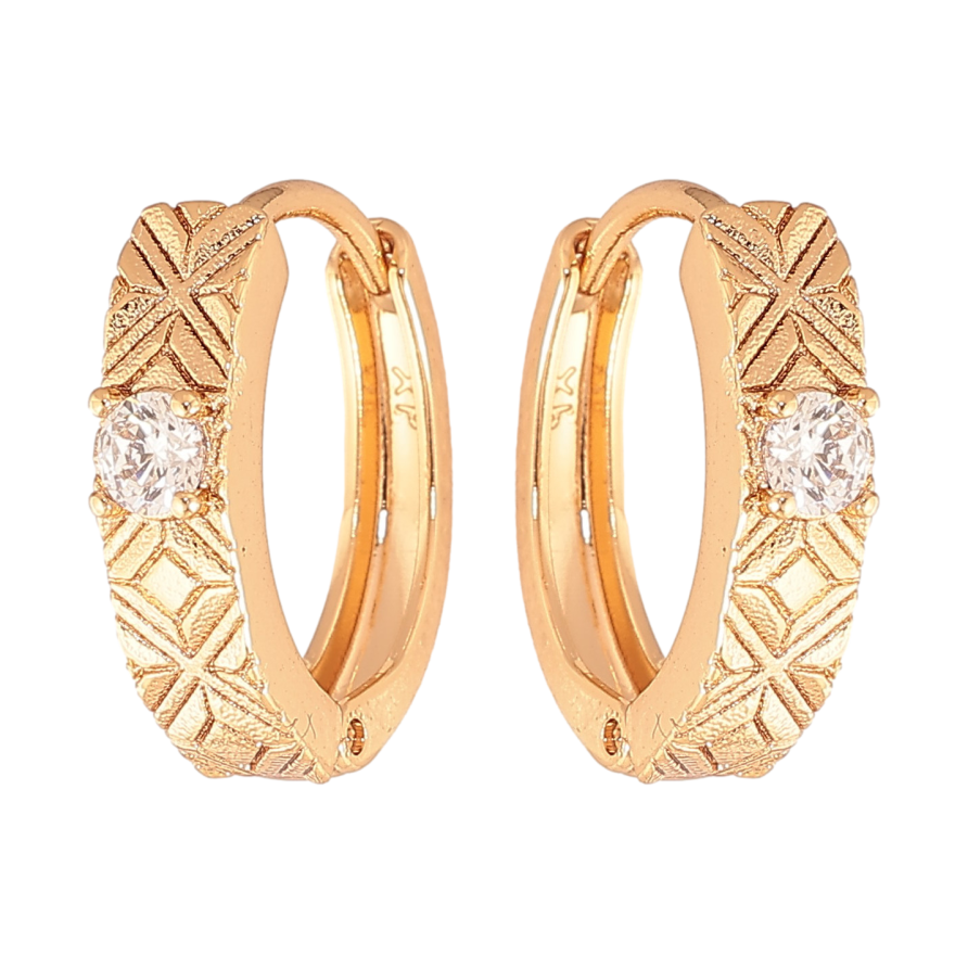 Сережки Xuping колір Позолота 18K колечка "Візерунок з кристалами" фото №1