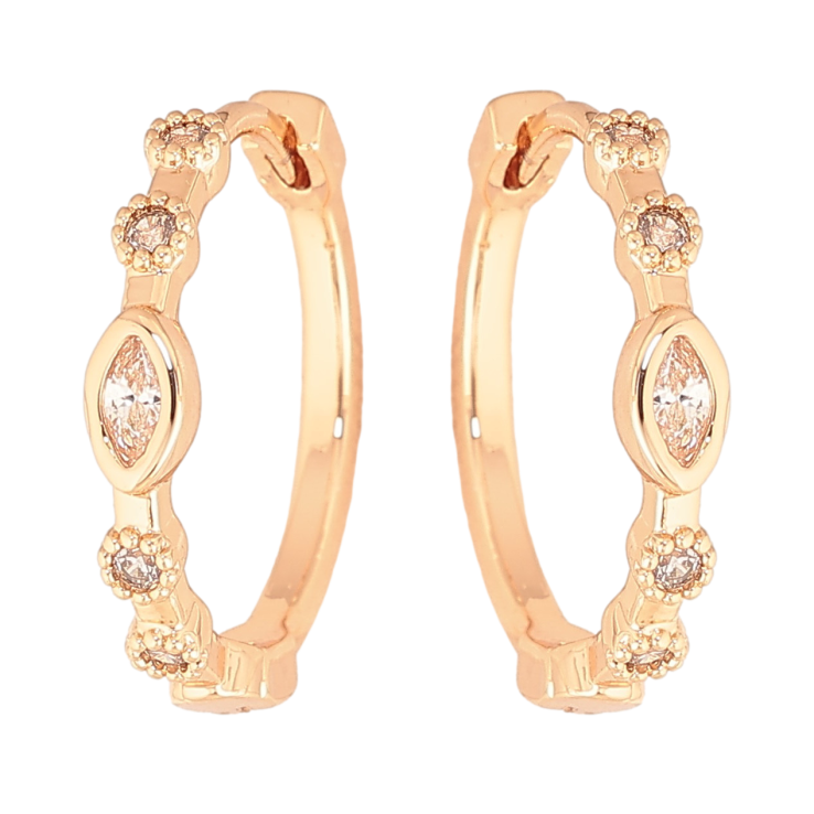 Серьги Xuping цвет Позолота 18K колечки "Узор с кристаллами"  фото №15