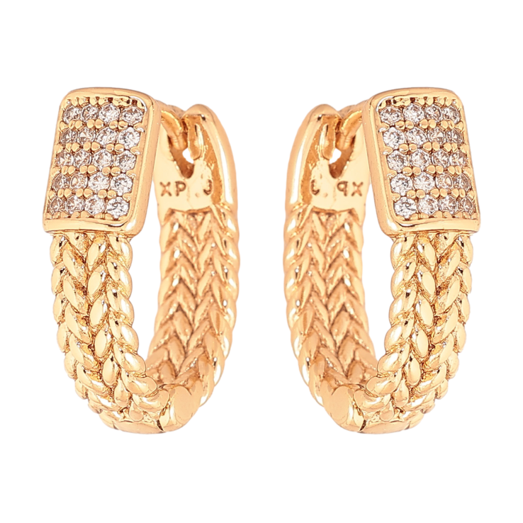 Сережки Xuping колір Позолота 18K колечка "Візерунок з кристалами" фото №7