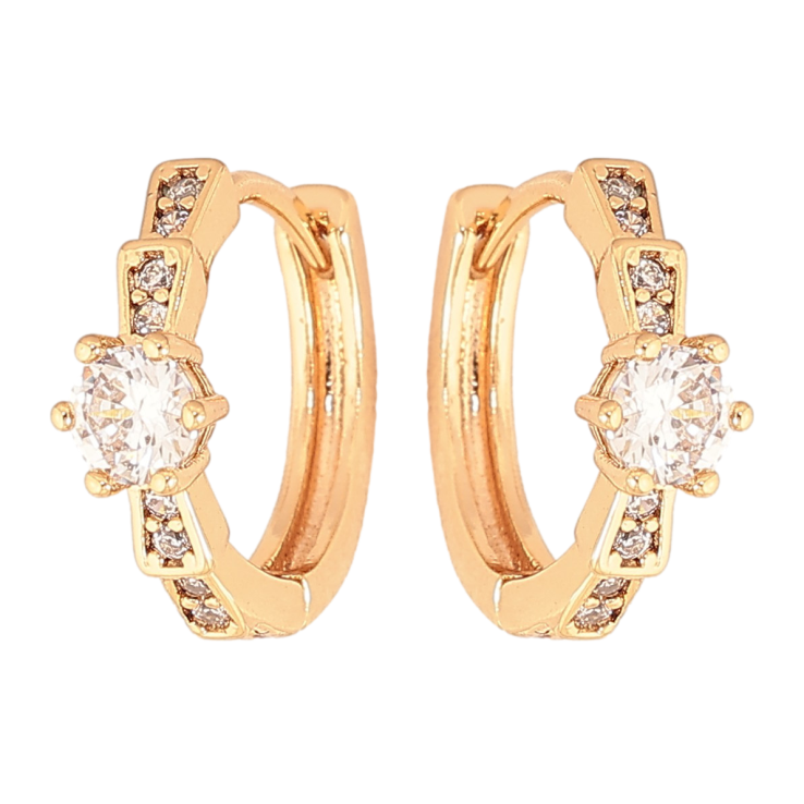 Серьги Xuping цвет Позолота 18K колечки "Узор с кристаллами"  фото №13