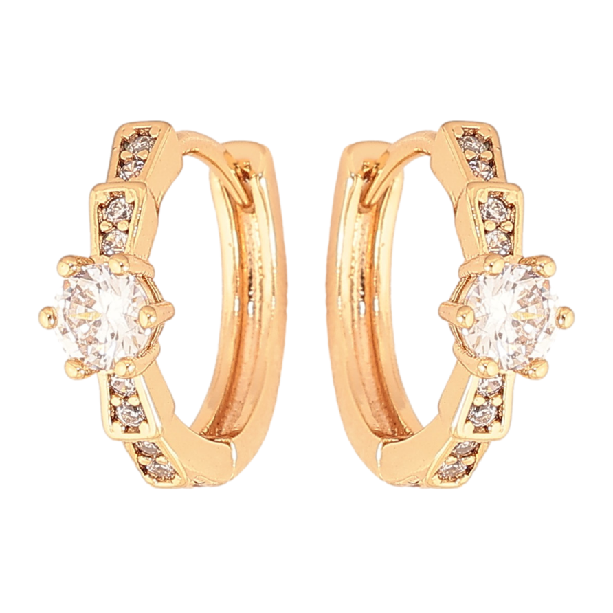 Серьги Xuping цвет Позолота 18K колечки "Узор с кристаллами"  фото №1