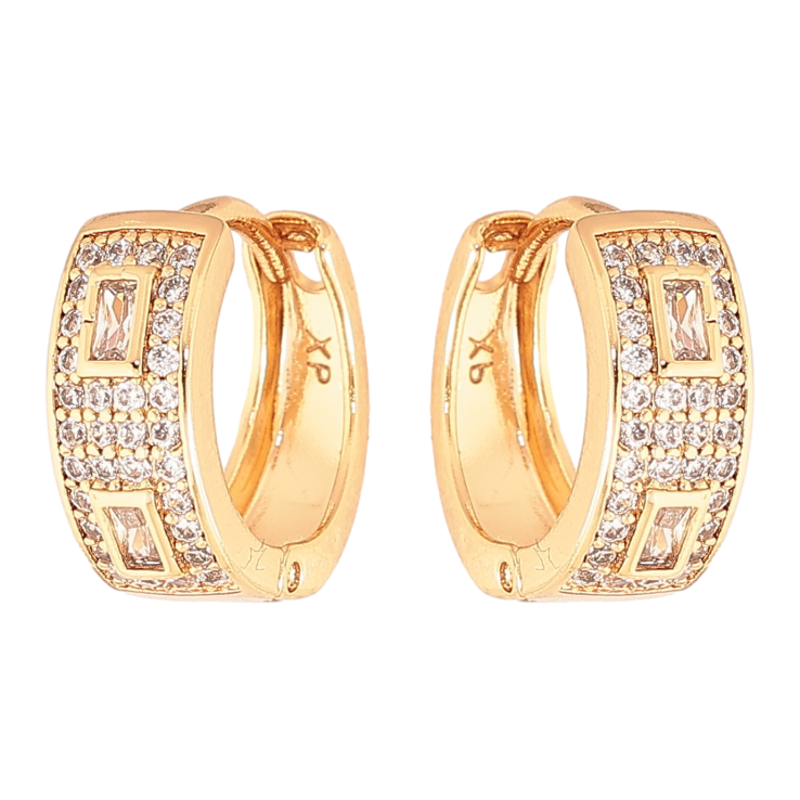 Сережки Xuping колір Позолота 18K колечка "Візерунок з кристалами" фото №6