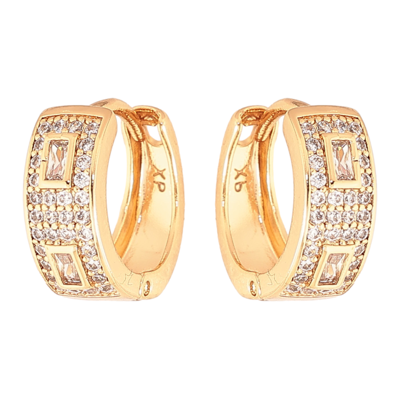 Серьги Xuping цвет Позолота 18K колечки "Узор с кристаллами" фото №1