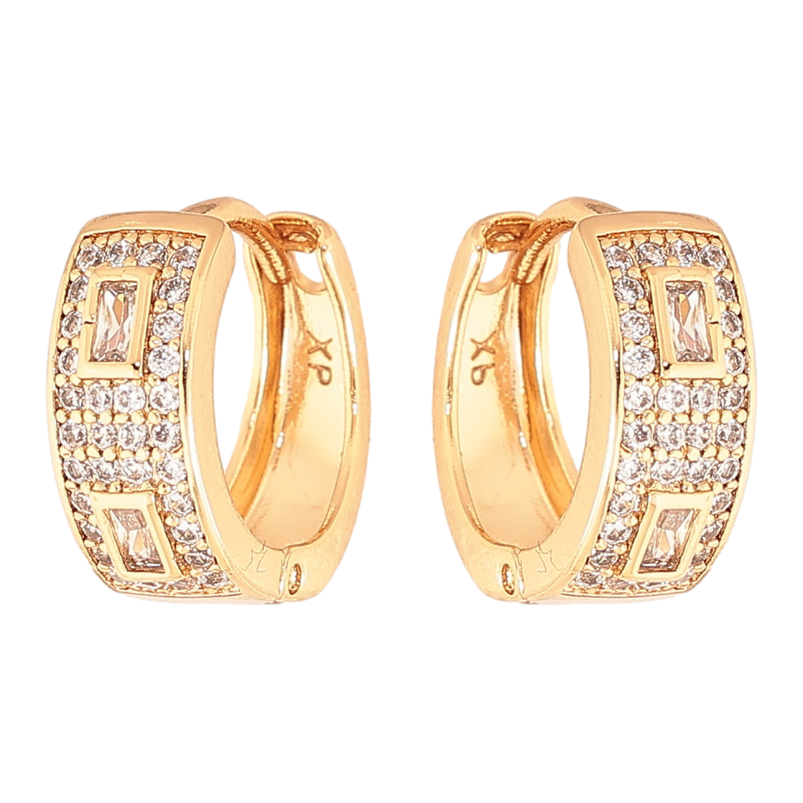 Сережки Xuping колір Позолота 18K колечка "Візерунок з кристалами" фото №1