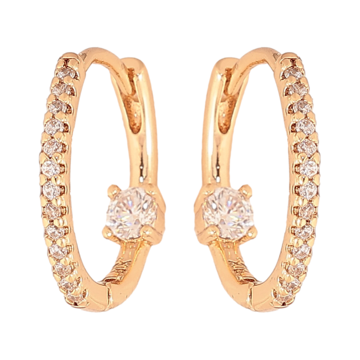 Серьги Xuping цвет Позолота 18K колечки "Узор с кристаллами" фото №7