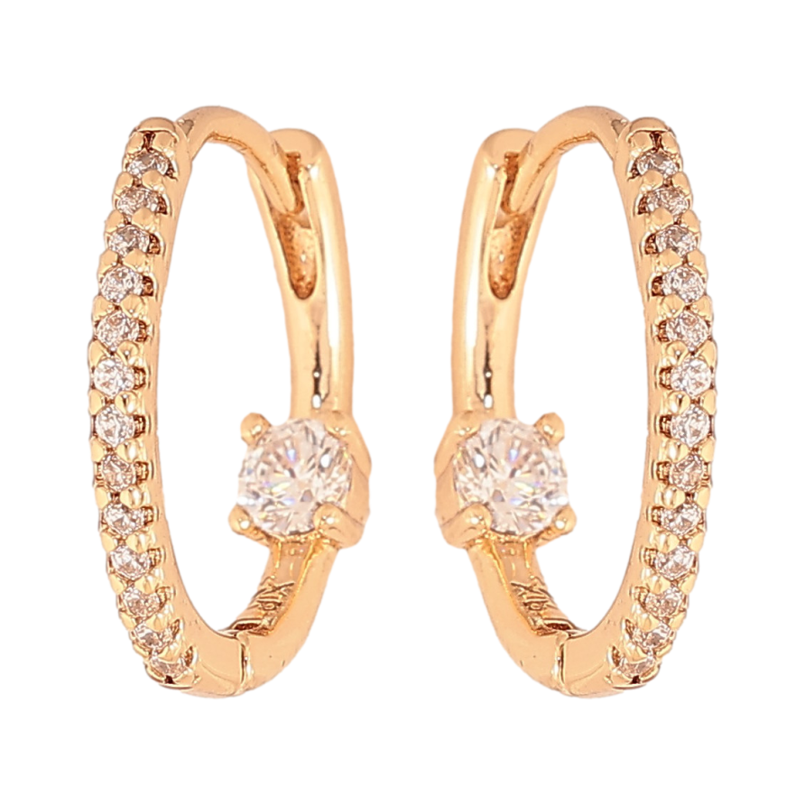 Серьги Xuping цвет Позолота 18K колечки "Узор с кристаллами" фото №1