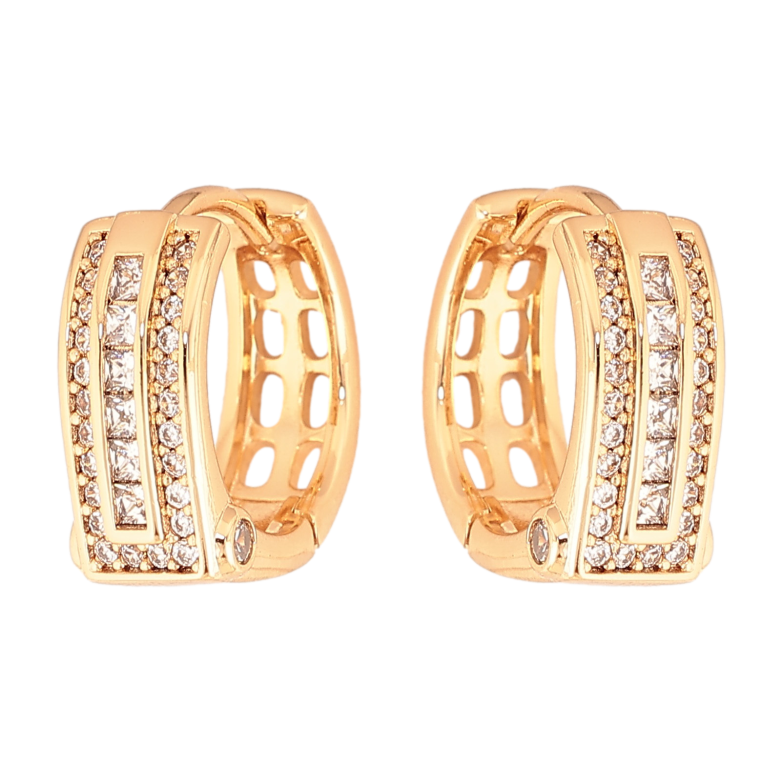 Серьги Xuping цвет Позолота 18K колечки "Узор с кристаллами" фото №1