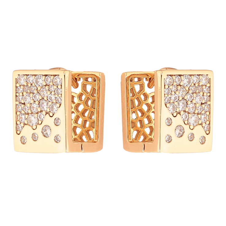 Серьги Xuping цвет Позолота 18K колечки "Узор с кристаллами" фото №18