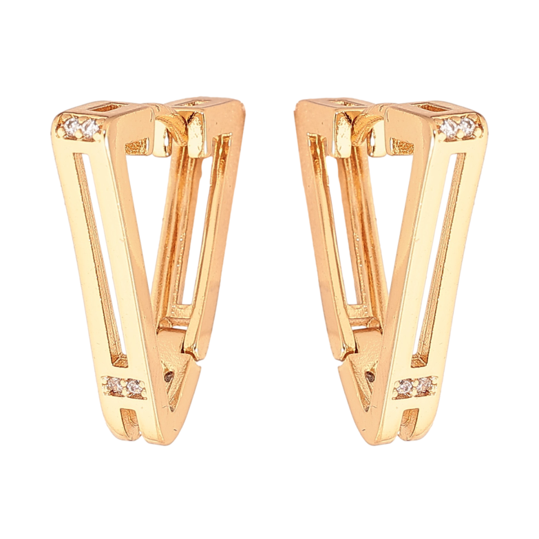 Серьги Xuping цвет Позолота 18K колечки "Треугольники с кристаллами" фото №17