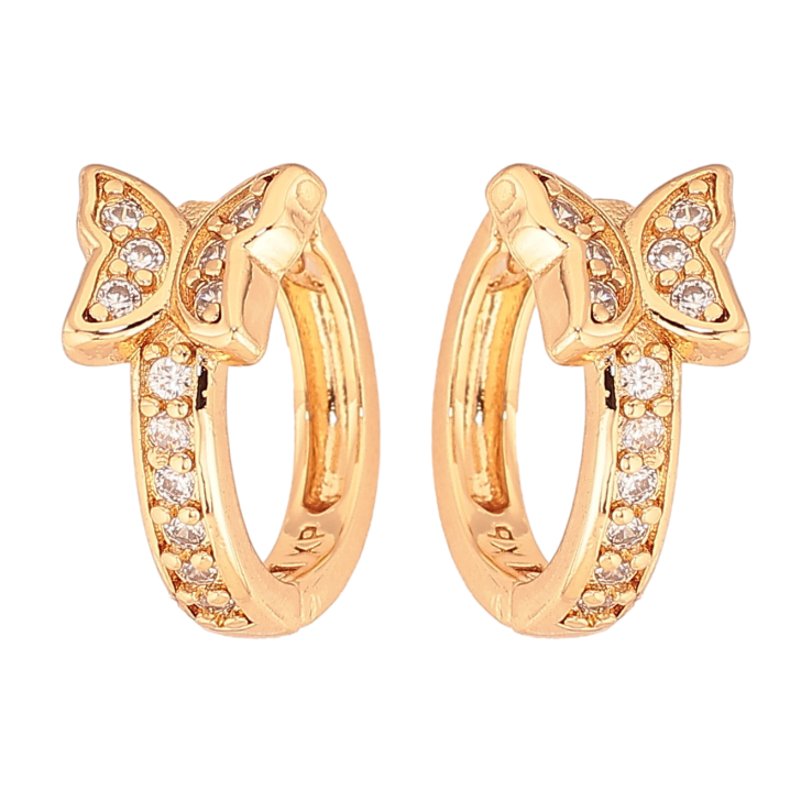 Серьги Xuping цвет Позолота 18К колечки "Бабочки с кристаллами" фото №23