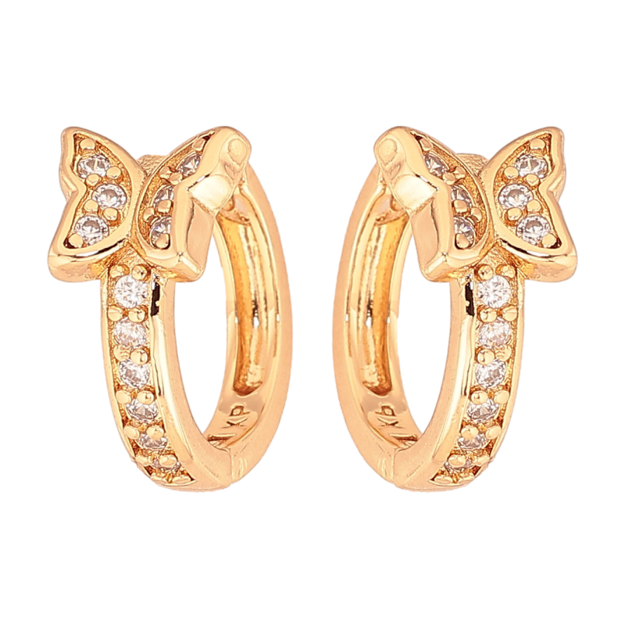 Серьги Xuping цвет Позолота 18К колечки "Бабочки с кристаллами" фото №1